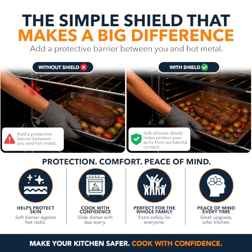 Linda’s Essentials 14-Inch Silicone Oven Rack Guards, 3-Pack – Heat-Resistant Rack Protectors for Easy Safe Handling (Black)