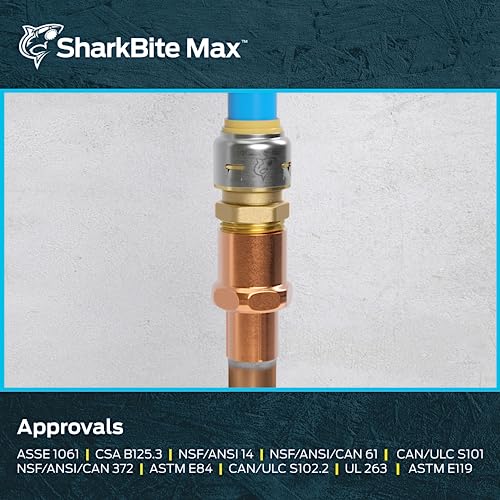 SharkBite Max 1/2 Inch MNPT Push-to-Connect Brass Adapter for Plumbing