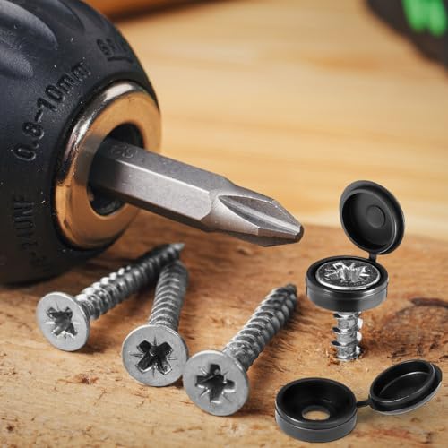 Black 3 Inch Stainless Steel Shutter Fasteners with Caps - 24 Pack