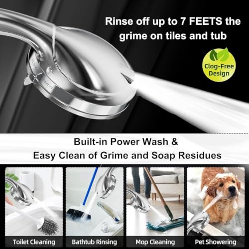BESAQUO 9-Function High Pressure Handheld Shower Head with Power Wash & Chrome Finish