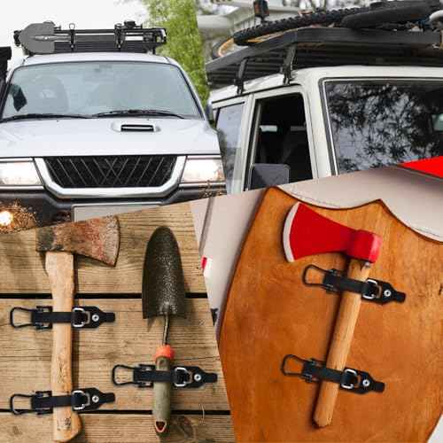 cobee 6Pcs Heavy Duty Shovel Holder for Truck, Shovel Mount for Roof Rack Metal Rubber Clamp Mounting Brackets Shovel Holder Clamp Wall Mount Kit Quick Release Axe Holder Mount Kit Car Accessories