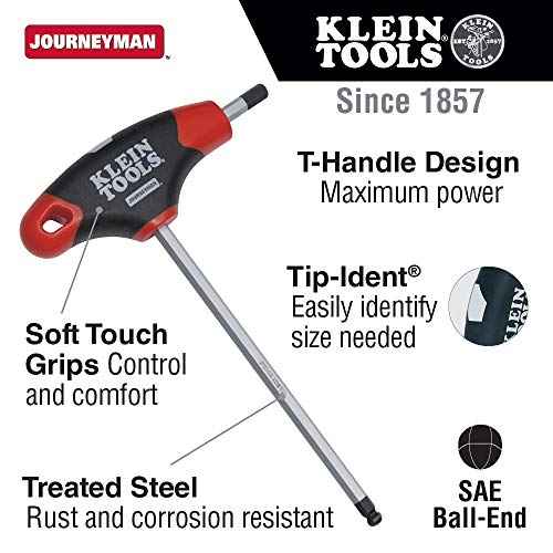 Klein Tools JTH6E09BE 9/64-Inch Ball-End Hex Key with Journeyman T-Handle, 6-Inch