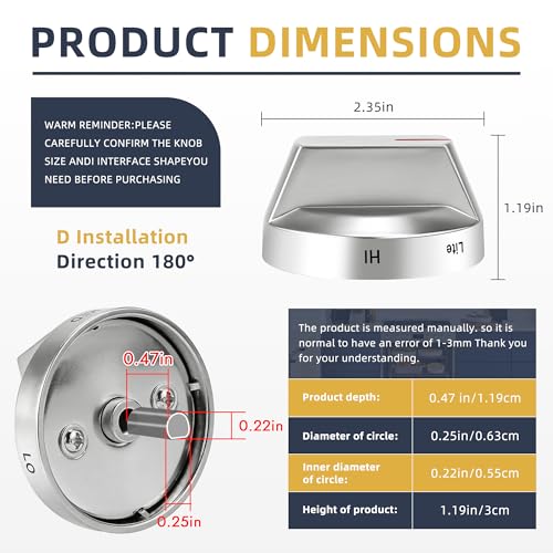 AMI Parts DG94-03500A/Z Gas Stove Knob Replacement for Samsung (AA-1PACK, Silver)