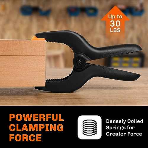 10 Pack Spring Clamps Heavy Duty - Assorted Sizes Spring Clips Plastic 6.5 Inches, 4.5 Inches, 3.5 Inches Set - Backdrop Clips Small Clamps For Crafts Woodworking Background