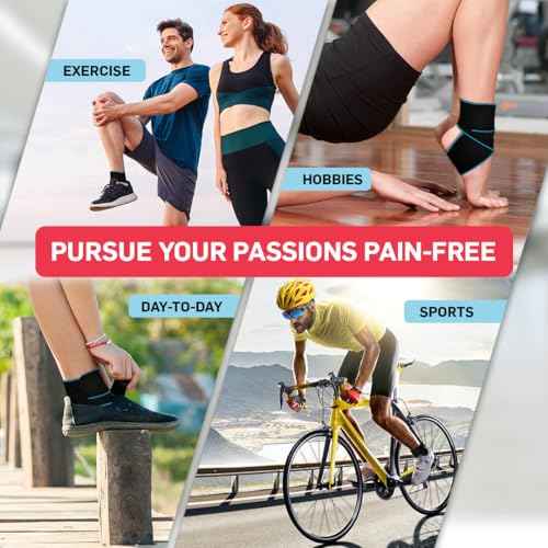 Dr. Arthritis Essentials Ankle Brace Support for Women & Men, Tendonitis, Achilles Injuries, Running, Basketball & More, Fits Left & Right Foot (Blue Single)