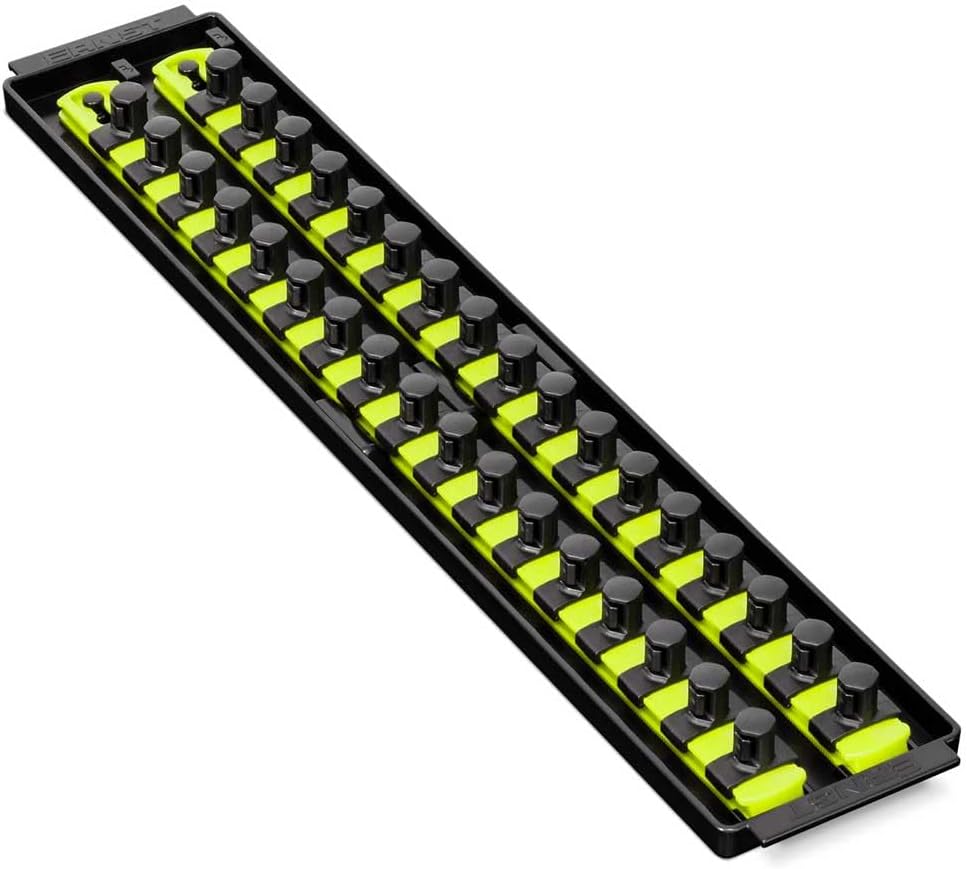 Ernst Manufacturing 19-Inch Socket Boss Organizer with Twist-Lock 2 Rails for 1/2-Inch Drive Sockets, Blue, Model 8457 – Secure and Durable Socket Storage Solution - Made in USA