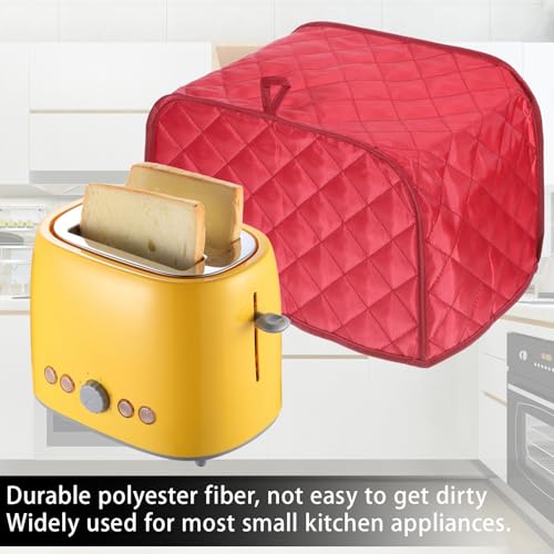 LXUEJIE 2-Slice Toaster Cover - Red Quilted Dust Shield for Kitchen Appliances