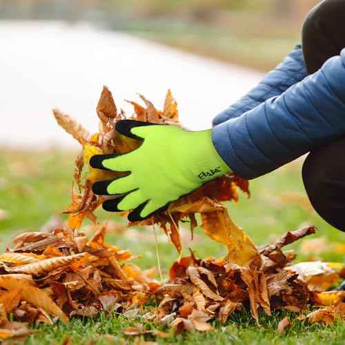 Kebada T3 Winter Work Gloves for Men and Women, Warm Knit Cold Weather Work Gloves, Thermal Insulated Freezer Gloves, 100% Latex Coating Non-slip Grip, Long Wrist Design, 1 Pair, Green, Large