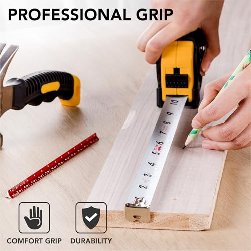 Mr. Pen Retractable Tape Measure 25 ft Yellow - Easy Read, Durable Construction, Belt Clip, 1 Pack