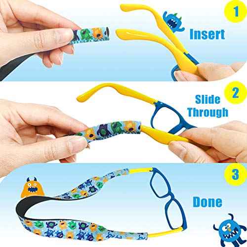 Kids Eyewear Retainer - No-Tail Adjustable Glass Retainers for Boys & Girls Sports, Sunglasses Strap & Floating Sunglass Lanyard