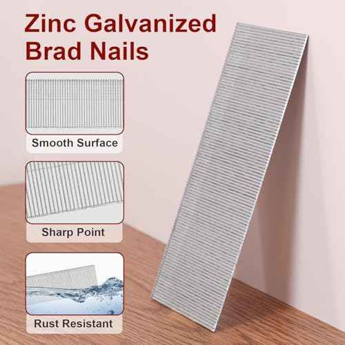 18 Gauge Brad Nails, 1000 Counts 2-inch 18 GA Brad Nails, Galvanized Nails for Nail Gun, Finishing Nail Gun Nails for Pneumatic, Electric Brad Nailer Gun