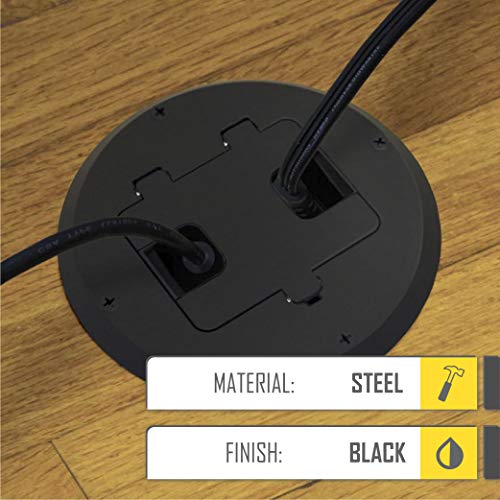 RACO Black 1-Gang Floor Box Kit with Recessed Duplex Outlet, Steel, 15A