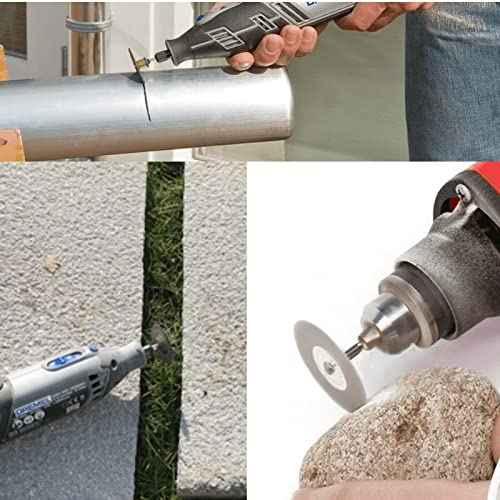 Dophee 10pcs Mini Diamond Coated Cutting Off Discs Wheel with 2 Mandrel Arbor Set Fit Rotary Tool Replacement for Dremel Drill (16mm)