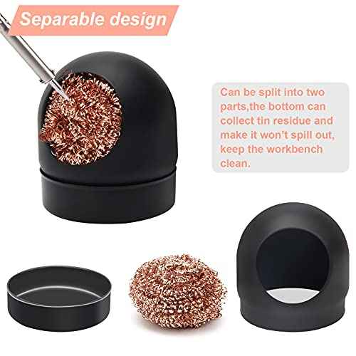 Soldering Iron Tip Cleaner Kit, Windspeed Non-slip Brass Soldering Tip Cleaner Solder Flux Brass Tip Cleaning Brass With Holder, Solder Flux, Solder Wire 4pcs Copper Wire Ball, No Water Needed