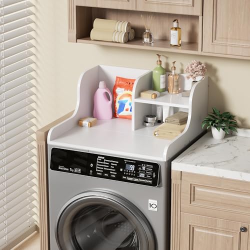 DTK White Single Washer Countertop with Shelf - Laundry Organizer & Drying Surface