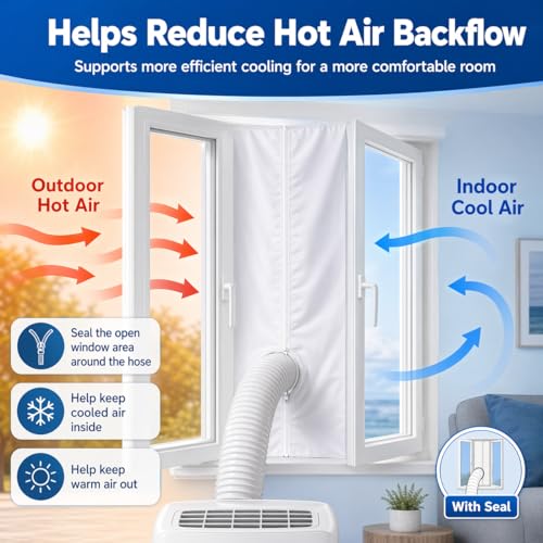 118 Inch Portable AC Window Seal Kit for Casement & Crank Windows - No-Drill Waterproof Vent