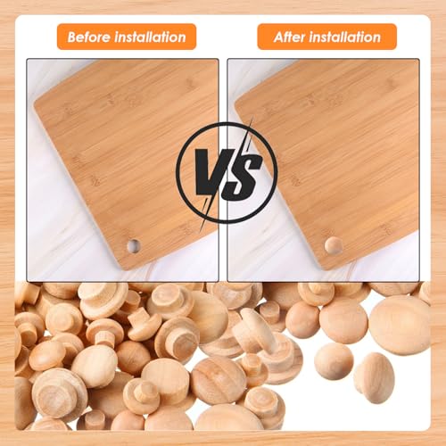 Tnisesm 150Pcs Mushroom-Shaped Wooden Hole Plugs - 4 Sizes for Furniture & Woodwork