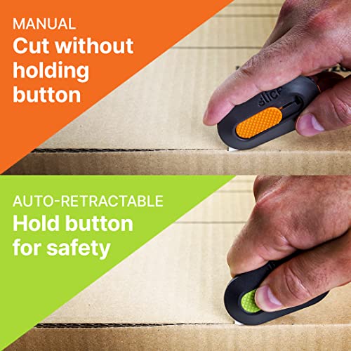 Slice Blade Locks Mini Box Cutter with Retracting Safety Ceramic Blade - Keychain Opener, 1 Pack