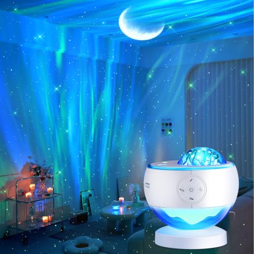 COOLNIGHT White LED Aurora Galaxy Projector with Sound Machine & Bluetooth Speaker