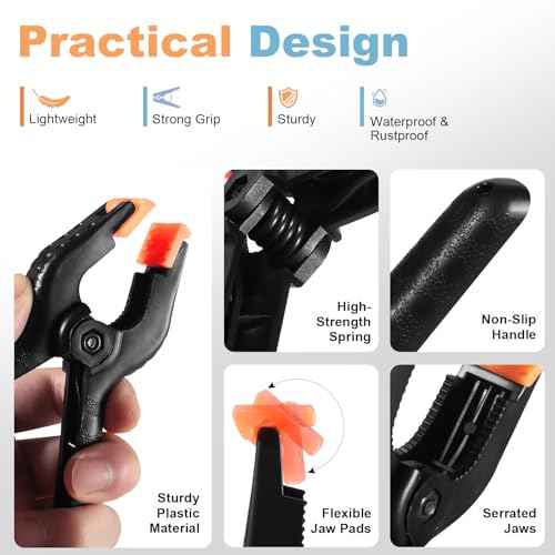 10 Pcs Spring Clamps, PureGuard 4.5 Inch Large Plastic Spring Clips Clamps Heavy Duty Woodworking Clamps for Crafts Balloon Arch Photography Backdrop Stand Pool Cover Clips