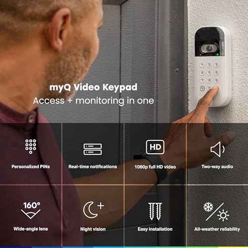 myQ Smart Garage Door Video Keypad with Wide-Angle Camera,Customizable PIN Codes,and Smartphone Control?Take Charge of Your Garage Access Works with Chamberlain, LiftMaster and Craftsman openers,White