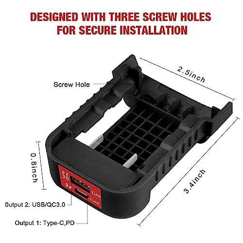 2 Pack USB Charger Adapter Compatible for Dewalt 20V Li-ion Battery with USB Output & Type-C Fast Charging Interface(Adapter Only)£¨Not Made in Dewalt