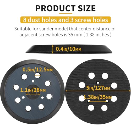 Sander Pads Replacement for Dewalt, 5" 8 Hole Hook and Loop Orbital Sander Pads Compatible with DeWalt DW420 DW421 DW422 DW423 DW426 D26451 D26453 Random Orbital Sanders