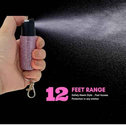 Cute Bling Pepper Spray Keychain for Women - Lightweight, Easy-to-use Safety Twist Top for Quick Release Fashion Keychain Accessiory for Personal Protection