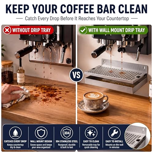 Stainless Steel 10x6 Inch Wall Mount Beer Drip Tray for Kegerators & Draft Systems