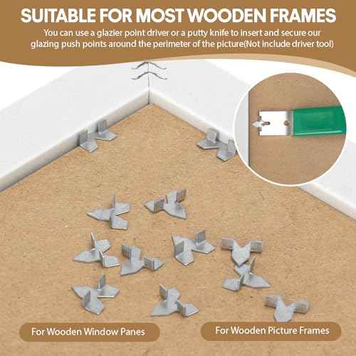 300 Pcs Glazing Push Points, Zinc Plated Rust-Resistant Glazier Points for Picture Framing, Glass Installation, Cross Stitch Art and Window Glazing