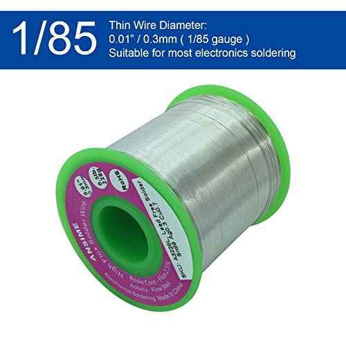 Fine Solder Lead Free Solder Wire Thin 0.3mm 0.01inch 0.5lb Rosin Core Flux Solder Wire Alloy Fine Electrical Soldering Wire Electronics Soldering RoHS Fast Melting Electric Solder