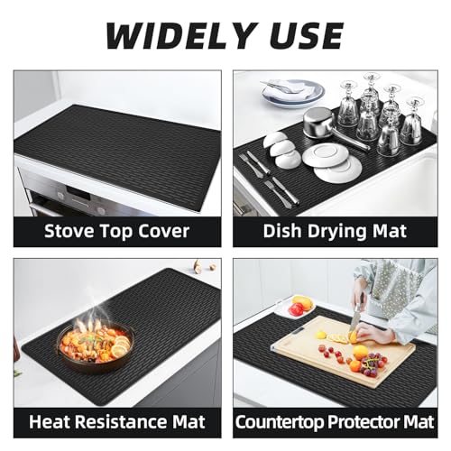 36x20.5 Inch Thick Electric Stove Cover Mat, Black by LOPNUR