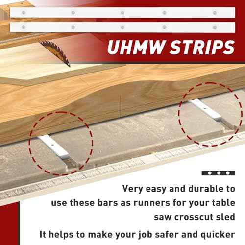 Crosscut Sled for Table Saw - Premium UHMW Plastic - 3/4" X 3/8" X 17" - Predrilled Holes and Screws - Ideal for U Tracks, Woodworking, Miter Slots, Router Table, Bandsaws - 2 Bars Included