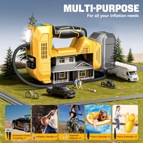 160PSI Cordless Tire Inflator with Digital Pressure Gauge for Dewalt 20V Batteries