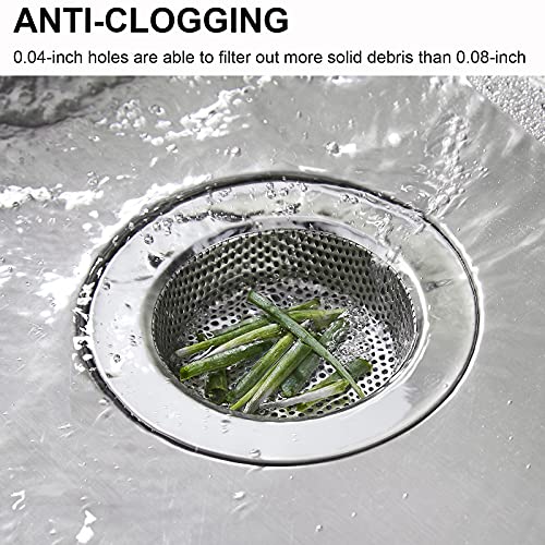 Stainless Steel Kitchen Sink Strainer 4.5 Inch Wide Rim Mesh & Punching Design