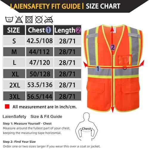 Safety Vest for Men Women,Hi Vis Construction Mesh Class 2 High Visibility Reflective Vest with Pockets,Meets ANSI/ISEA Standards(EK1-178-Orange-M)