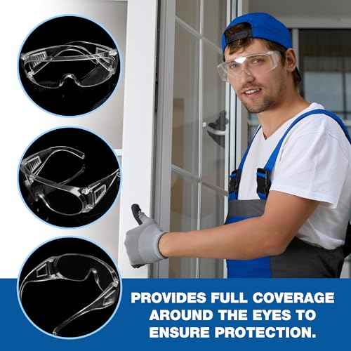 Visitor Clear Safety Glasses for Men/Women | ANSI Certified Eye Protection Glasses and Protective Eyewear | Anti-Scratch Coating and Wrap Around One-Piece Design Work Glasses - 1 Pair