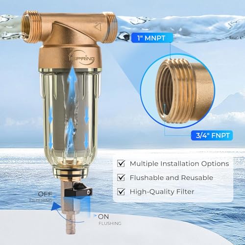 iSpring WSP-50 Spin Down Sediment Water Filter — 50 Micron, Whole House Prefilter, Classic Series