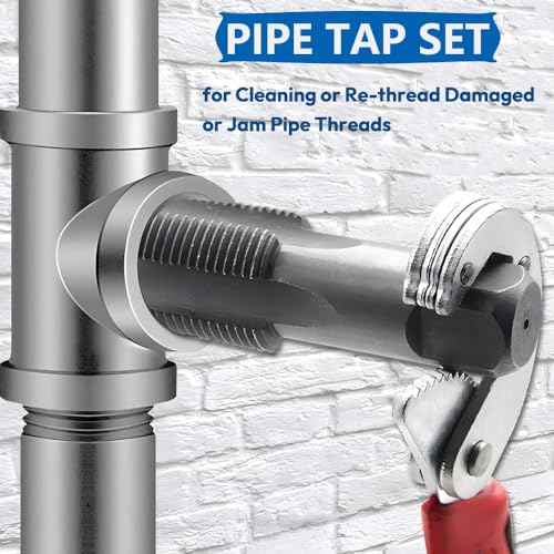 2pcs 1/4"-18 NPT Pipe Tap Set, High Speed Steel Tapered Pipe Thread Tap for Cleaning or Re-Thread Damaged or Jam Pipe Threads