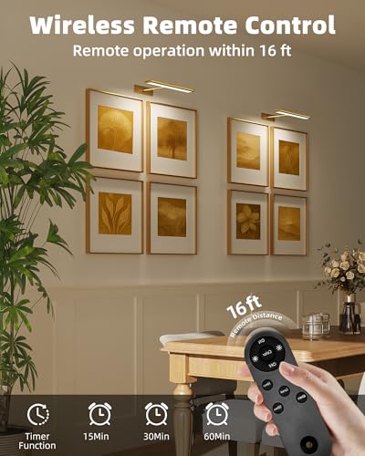 EZVALO 16'' Gold Wireless Rechargeable Picture Light with Remote & 3 Color Temperatures