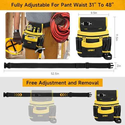 Tool Belt,Magnetic Tool Pouch,13-Pockets Tool Belts for Men,Detachable & Adjustable Tool Pouch belt for Electrician,Carpenter,Construction,Work Apron,Utility Belt,Gift for Dad