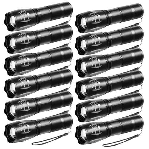 12Pack LED Flashlights High Lumens, 5Mode Tactical Flashlight for Home, Small Flashlights Powerful, Pocket Flashlight Bright, Adjustable Torch Light, Mini Flash Light for Emergencies Camping Outdoor