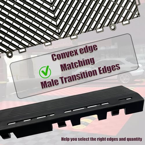 Brand HTWELL Special Accessories£ºTransition Edge Kit,Only fit HTWELL Interlocking Garage Floor Tiles, Not with Other Brands£¨12 Male_Edges,Black£©