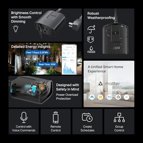 Tapo Outdoor Smart Dimmer Plug for Lights - 1-Socket, Matter, P430M