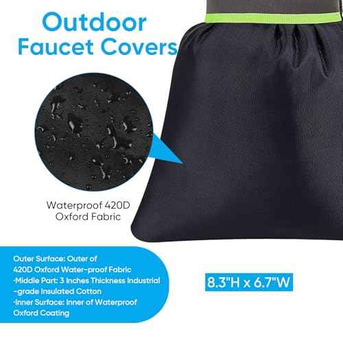 2Pack Outdoor Faucet Covers for Winter - Pro 6.7" W x 8.3" H Outdoor Water Faucet Cover Socks for Winter Freeze Protection Pipe Insulation Reusable Waterproof Insulated Spigot backflow Cover,Black