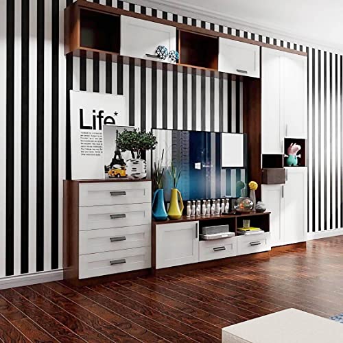 Qianglive Black and White Striped Peel and Stick Wallpaper 17.3x120