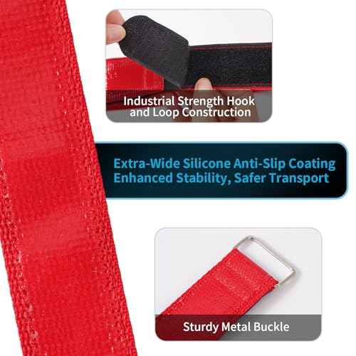 Trilancer Bike Rack Straps with Extra-Wide Silicone Anti-Slip Coating, 2-Pack Adjustable Bike Wheel Stabilizer Strap with Hook and Loop for Car and Wall Mount, Transportation and Storage (26''x1.5'')