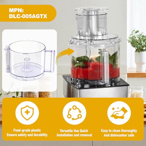 Folosem DLC-005AGTXT 14-Cup Food Processor Work Bowl with Gray Handle for DFP-14 (4-Tab Rim) DLC-005AGTXT
