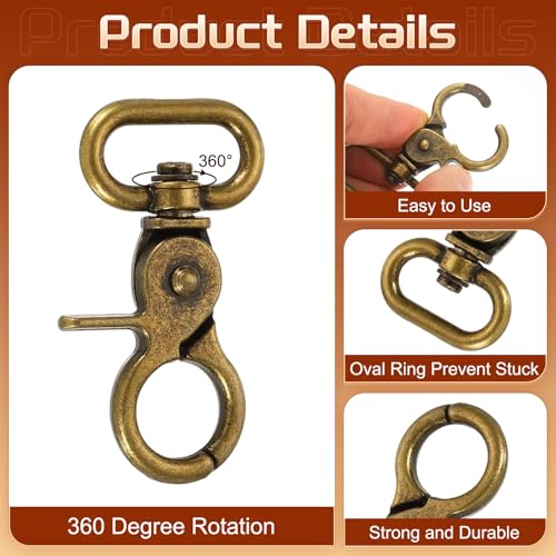 uxcell Bronze Swivel Snap Hook 20mm Trigger Clasp 6-Pack