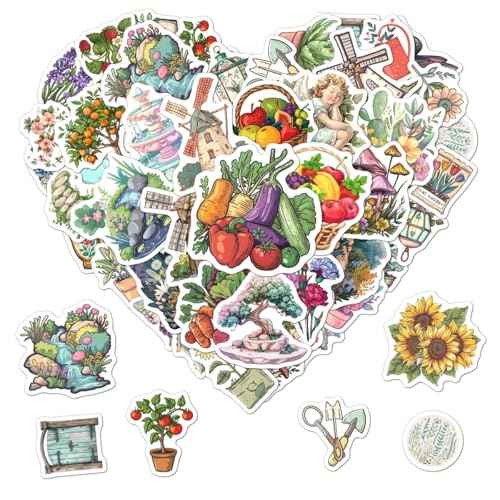 Pack 50 Pcs Plants Garden Stickers for Water Bottles Funny Laptop Cups Luggage Scrapbooking Journaling Teens Kids Girls Boys Adults Waterproof Aesthetic Sticker Small Vinyl Decals